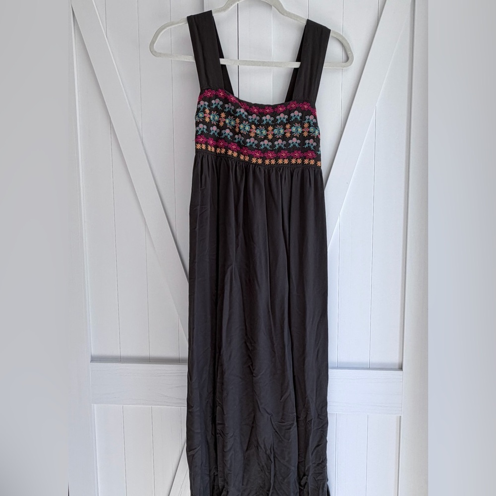 Natural Life Brown Embroidered Boho Maxi Dress